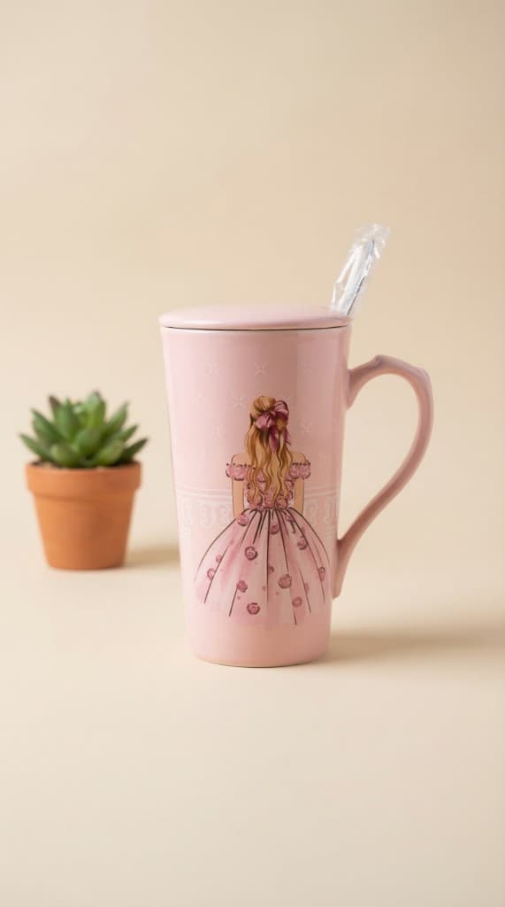 Pink ceramic coffee mug